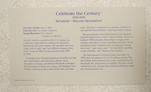Сайнфелд Сензация ситкома - Празнувайте век (1990-те) - копие марка FDC и 22-каратово злато, плюс Информационна картичка - Общество пощенска