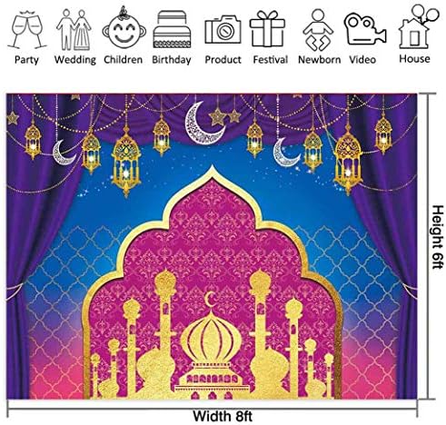 Allenjoy 8x6ft Нощта на Магически Джин Тема на Фона на Арабски Марокански Декор за Парти по случай рождения Ден на Банер Златен Блясък Индийската Принцеса Сладки 16 Бебе Д?