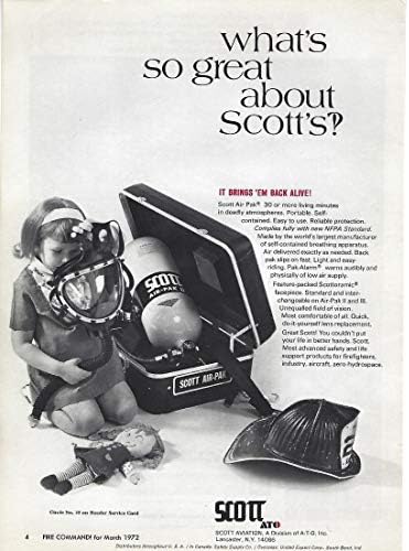 Оригиналната журнальная Печатна реклама 1972 г. №2 Scott Fire Rescue Дихателен набор от