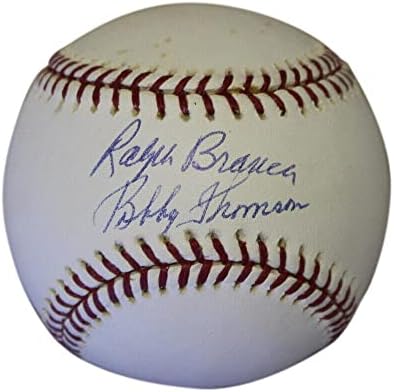 Боби Томсън и Ралф Бранка С Автограф /Signed OML MLB Бейзбол 30980 - Бейзболни топки с автографи