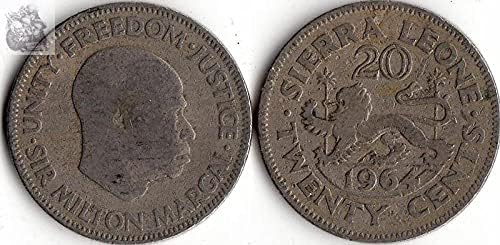 Африканска Монета Сиера-Леоне 20 точки 1964 година Освобождаването на Чуждестранните Монети Събиране на монети