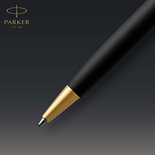Химикалка химикалка PARKER Sonnet, Матиран Черен лак със златни покрития, Мастила със средна плътност Черен цвят (1931519)