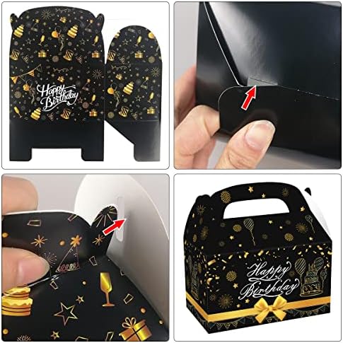 CIEOVO 24 Опаковка Картонена Кутия за Предложения на рождения Ден на Черно Злато, честит Рожден Ден, Кутия за вечерни Подаръци от Черното