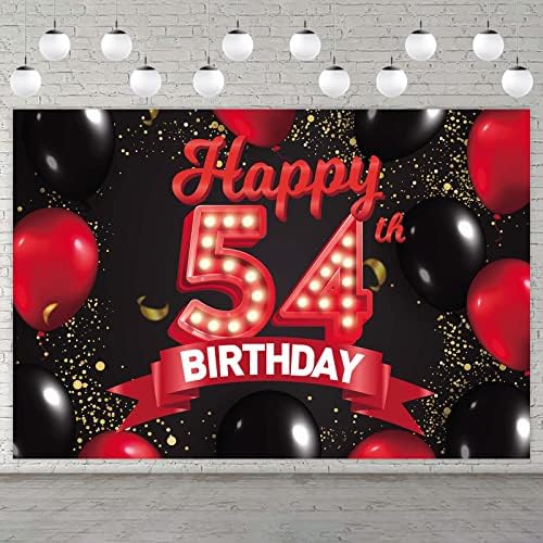 С 54-ти Рожден Ден, Червено-Черно Знаме, на Фона Украса, балони, Тематичен Декор за Момичета, Жени, Принцеси, 54 Години, рожден ден,