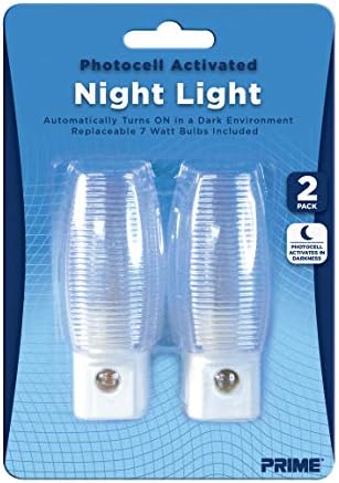 Автоматична нощна светлина от лампа с нажежаема жичка Prime Wire & Кабел NLA2P, 2 бр., Бял