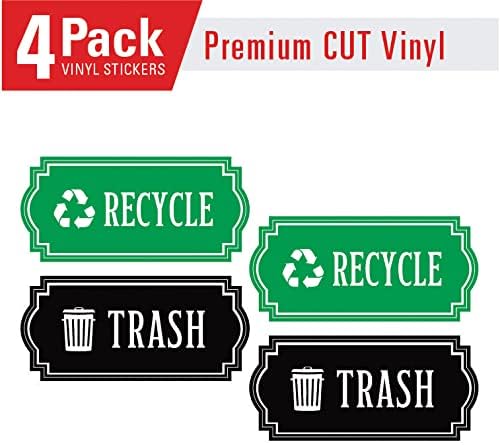 Изхвърляне на боклук и Елегантен стикер за организиране на кошчета за боклук или контейнери за боклук и стени - Vinyl плоча premium Style