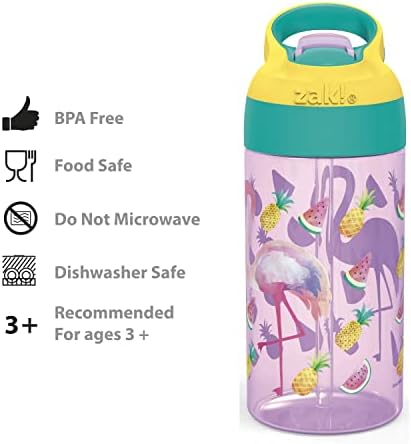 Бебешко шише за вода Zak Designs на 16 унции Riverside Desert Живот с соломинкой и вградена линия за носене е Направен от устойчива пластмаса, запечатани дизайн за пътуване, комп?
