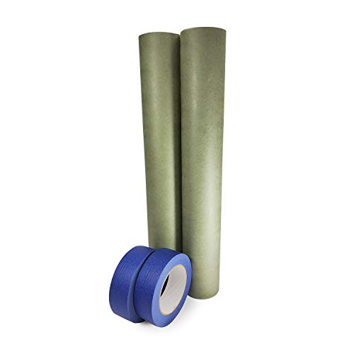 Комплект за прикриване на IDL Packaging Premium - 18 x 60 ярда зелена маскировочной хартия (2 ролка) и Синя лента 1,41 x 60 ярда (2 ролка)
