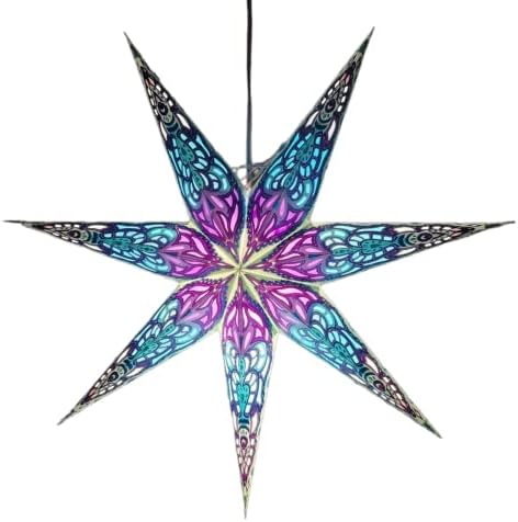 YEPSIO Хартиена Звезда 7-Точков Лампа за Фенер Хартиена Звезда Леки Лампиони Голяма 60 см Звезда Висящи Украшения за Коледа, Сватба,