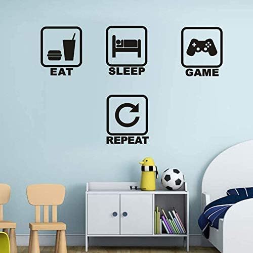 IARTTOP Eat Sleep Играта се Повтаря Стикер на стената, Забавен Геймерский Декор за Игри стая, Подарък за деца, Vinyl Стикер На Стената