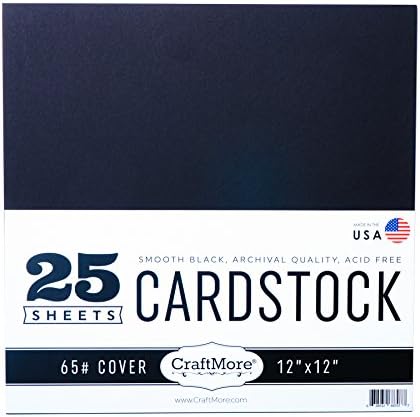 Хартиена опаковка CraftMore Card Stock Value Pack, 12 от 12 инча, Черен, 25 Листа