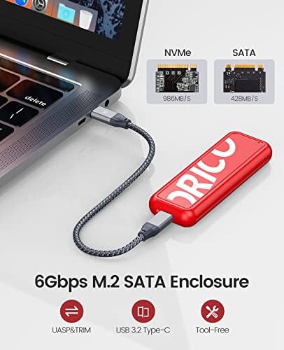Корпус на твърдотелно устройство за съхранение ORICO M. 2 SATA NGFF, USB адаптер C 6 Gbit/s, без използването на инструменти, четец на