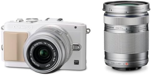 Комплект за цифров фотоапарат със сменяеми обективи на Olympus E-PL5 с двойно увеличение (бял) E-PL5 DZKIT - Международна версия (без