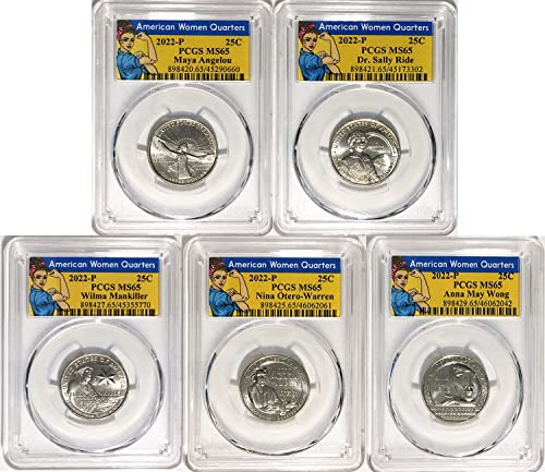 2022 P 5 Американски женски Четвърти от Четвърт MS 65 Rosie Label Комплект от 5 монети PCGS