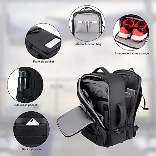 Раница за ръчен багаж KSIBNW Weekender с USB порт, Пътни раници с възможност за разширяване на 45 литра, ръчния багаж, одобрен от авиокомпанията,
