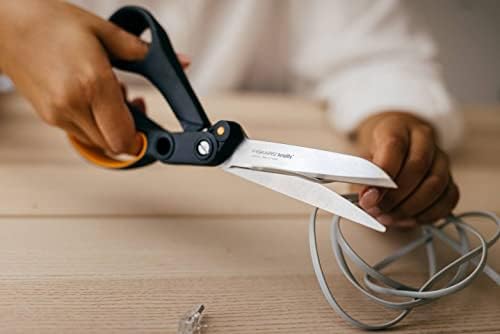 Ножици за хардуерни продукти Fiskars, за дясна ръка, С технологията за увеличаване на мощността, Дължина: 24 см, Нож от неръждаема стомана / Пластмасови химикалки, Черен /
