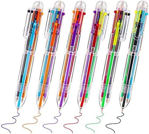 IHPUKIDI 24 Опаковки 0,5 мм и 6-в-1 Многоцветен Химикалка химикалка, 6 Цветни Прозрачни Чекмеджето на Химикалки за Офис, Ученически Пособия,