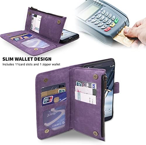 Съвместим с калъф-портфейл LG Stylo 3 Stylo3 Plus и Висококачествени Винтажным Мек Кожен Държач за кредитни карти, Аксесоари за мобилни