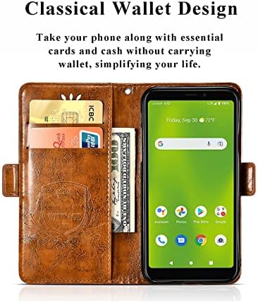 Калъф Envibe за Cricket Debut Smart, една чанта-портфейл за Cricket Debut Smart от изкуствена кожа, флип-надолу капак за телефон с отделения за кредитни карти, магнитна закопчалка, със з?