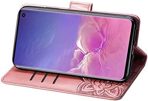 Чанта-портфейл MEUPZZK Samsung Galaxy S10 от изкуствена кожа с тисненым цветя, пеперуди премиум-клас [флип-надолу награда] [Стойка] [Отделения