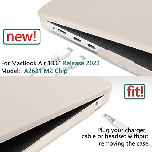 DONGKE е Съвместим с M2 MacBook Air 13,6-инчов калъф 2022 2023 A2681, Пластмасов Твърд калъф с клавиатура и защитно фолио за MacBook
