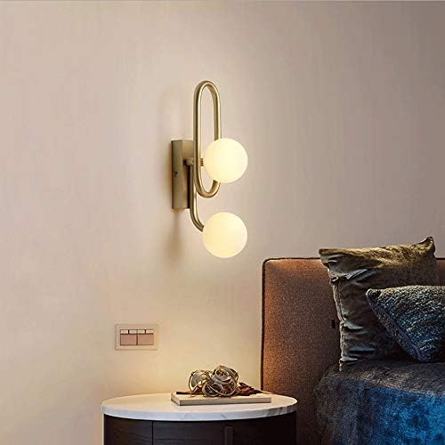 Wmdtr Скандинавски монтиран на стената Лампа с Стъклена Топка, Златни Стенни аплици G9, Модерен Стенен Лампа Magic Bean с Двойни Глави,