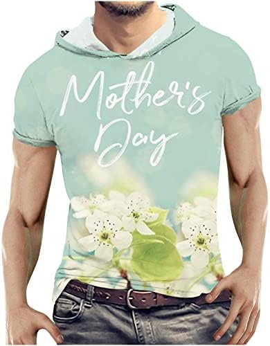 Мъжки Плажни тениски с качулка на Мама Тениска с Дневен принтом, Тениска С качулка и с Къси ръкави, Летен Пуловер, Блуза, Риза