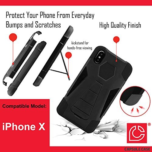Калъф за iPhone X, Капсули калъф Fusion Hybrid Двуслойни устойчив на удари Бойна калъф-поставка (Черно), за iPhone, X - (Знаме на Доминиканската