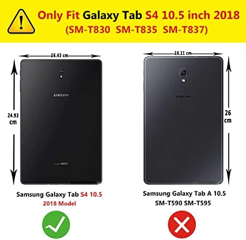 Калъф за Samsung Galaxy Tab S4 10.5 инча 2018 (SM-T830 SM-T835 SM-T837), Въртящи се на 360 градуса Калъф-поставка, умен Защитен калъф