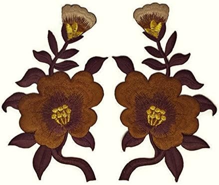 3,8 инча(ите) x 6,8 инча(а) Кафяви цветя двойка цветен букет Бродирани Шият на Желязо Кръпка Карикатура Шият на Желязо Бродирана Апликация