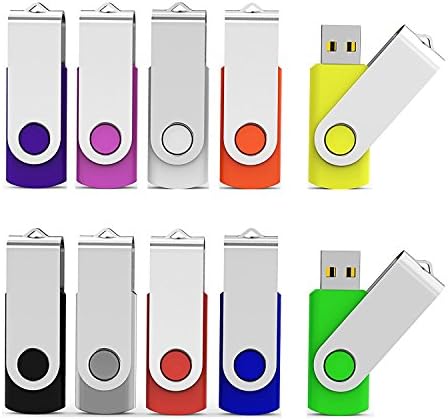 Aiibe 10 броя 32 GB USB флаш-памет 10 X флаш памети USB 2.0 Memory Stick (Смесени цветове: черен Син Червен Зелен Бял Жълт Оранжев Розов