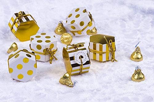 Aimto Златни и бели Кутии за подаръци, Кутии за предложения, Кутии за Партита, Кутии за шоколадови бонбони С бирками и въже - 2 x 2x
