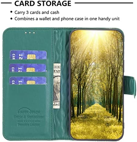 Чанта-портфейл GLORYSHOP за iPhone 13 Mini с Притежател на кредитна карта, Защитен калъф за вашия телефон с Тънка стойка от Изкуствена кожа Premium - Зелена