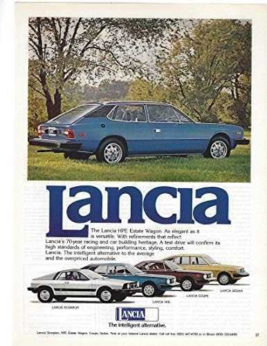 Оригиналната журнальная Печатна реклама 1977 г. №3 Седан на Lancia