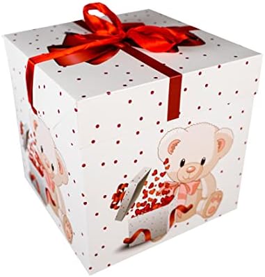 ysmile Средната Черна Подарък кутия с Капак, Квадратна Дъно от Лента, Гланцирана с Релефни, за Парти по случай рожден Ден, 8,6x8,6x8,6