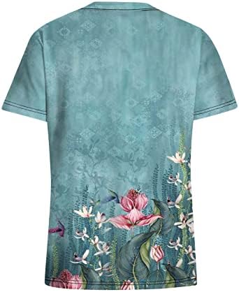 Тениска с Къс ръкав за жени, Есен-Лято 2023, Модни Дрехи с V-образно деколте, Риза с Графичен Модел, с Джобове, RW, RW