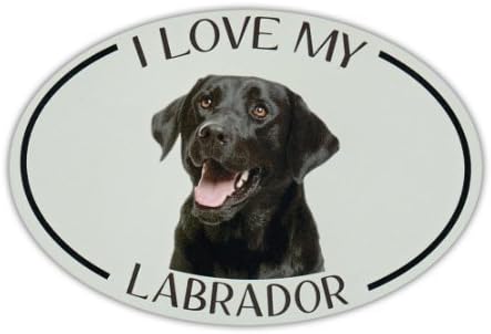 Стикер за автомобил с изображението на овална породи кучета - Аз обичам своя Лабрадор (Черна лаборатория) - Стикер - Графичен стикер
