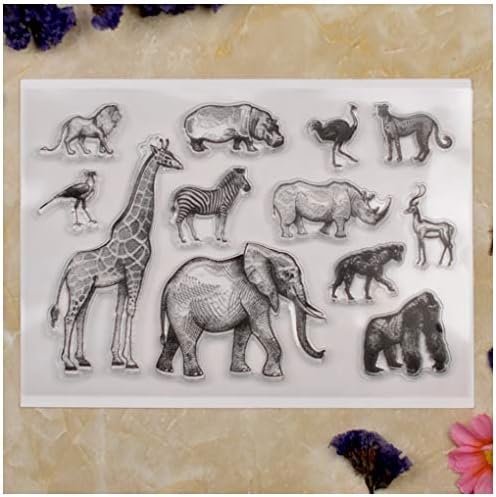 Kwan Crafts Животински Свят Слон, Жираф Лъв Прозрачни Печати за Направата на Картички, Бижута и САМ Scrapbooking