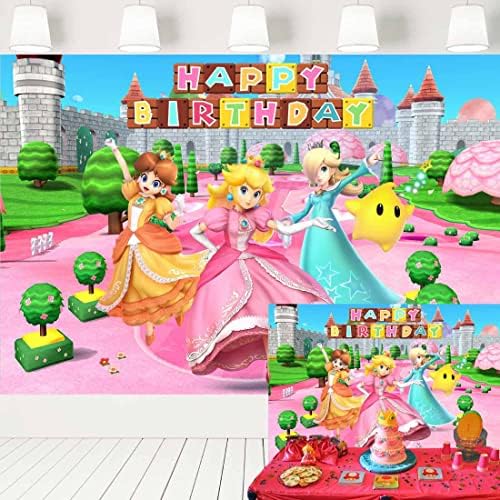 Супер Марио и Принцеса Праскова На рождения Ден на Фон за Момичета Принцеса Праскова Заключване на Градина на Фона на Дейзи и Розалина