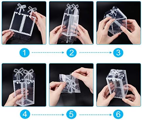 BENECREAT 24 бр. Прозрачна Пластмасова кутия за Подарък кутия с Лък 4,5x2,5x2,5 Прозрачни Кутии за подаръци от PVC, Опаковъчна Кутия
