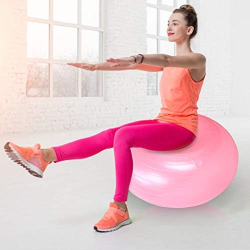 Топка за йога - 50 см Топка за упражнения - Форма на поничка, PVC Розов цвят - Стол с топка за йога - Тренажор за балансиране - Утолщенное