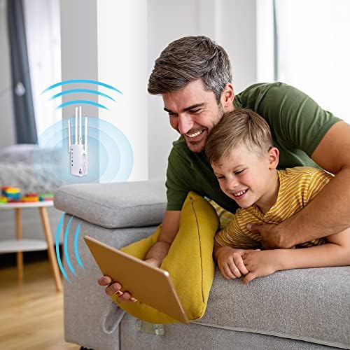 GOFOIT [Актуализиран на 2022 година] WiFi Extenders Усилвател на сигнала за дома, покрива площ от 8500 кв. фута и 40 устройства, 4 Антени
