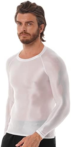 Doomiva Мъжки Блузи с дълъг ръкав, Облегающая Тениска с кръгло деколте, Однотонная Еластична, Спортно Облекло, Коригиращото Бельо