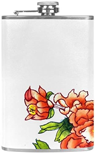 Фляжка за Алкохол от Неръждаема Стомана Запечатани с Фуния 7,7 унция в Кожа Джоба една Чудесна Идея за подарък Фляжка - флорални Картини